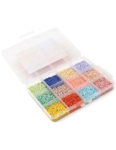 Box of 12 colors of 2 mm seed beads - Sweet Meringue 2