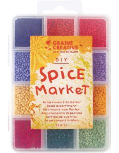 Box of 12 colors of 2 mm seed beads - Spice Market