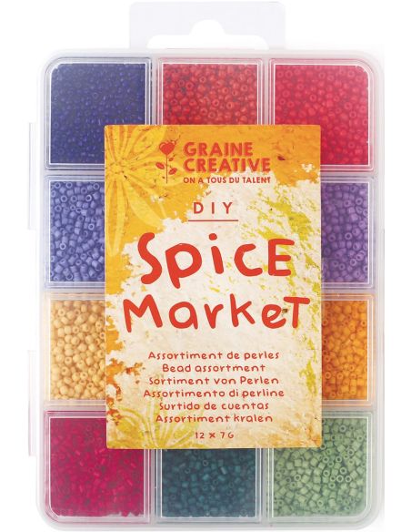 Box of 12 colors of 2 mm seed beads - Spice Market
