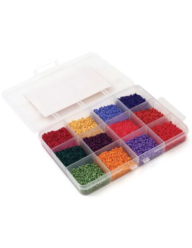 Box of 12 colors of 2 mm seed beads - Spice Market