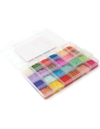 Box of 24 colors of 2 mm seed beads - Rainbow Gelato