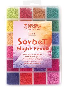 Box of 24 colors of 2 mm seed beads - Sorbet Night Fever