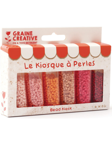 Le kiosque à perles 6 coloris de perles de rocailles 2 mm - Lipstick