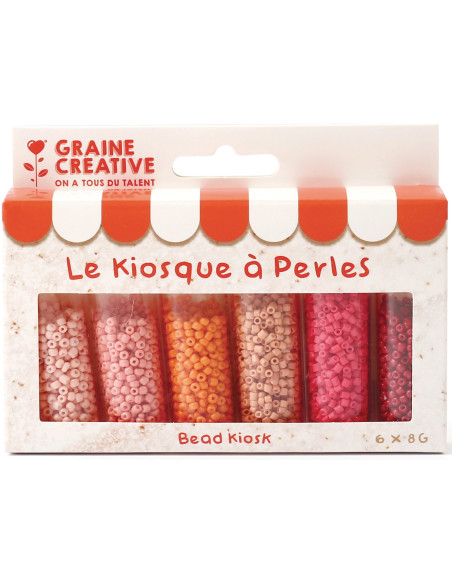 Le kiosque à perles 6 coloris de perles de rocailles 2 mm - Lipstick