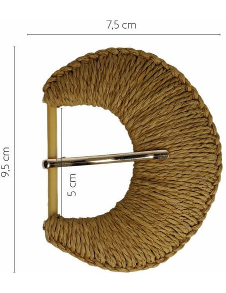Half-moon belt buckle in braided raffia – 5 cm
