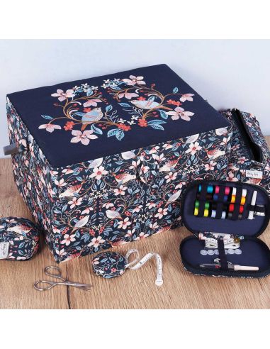 Embroidery sewing box - Birds in bloom
