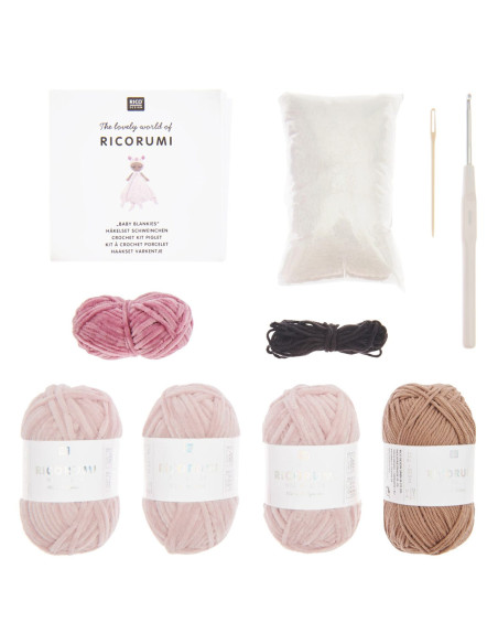 Crochet kit for a comfort blanket - Pig
