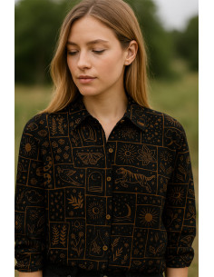 Cotton poplin fabric - Mystic black background 2