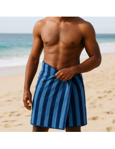 Striped bamboo micro terry fabric - Baltic and indigo 2