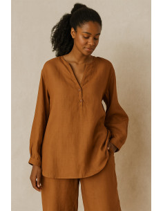 Washed linen fabric - Curry 2