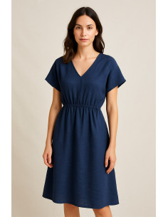 Washed linen fabric - Indigo 2