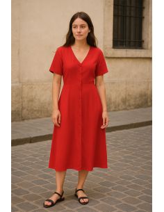 Viscose poplin fabric - Red 2
