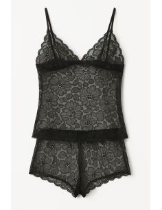 Léonie Elastic Lace Fabric - Black 2