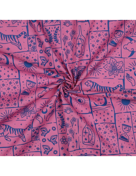 Cotton poplin fabric - Mystic pink background