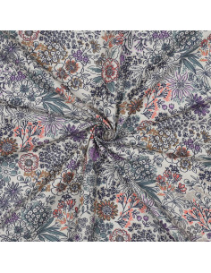Cotton poplin fabric - Ecru flowers