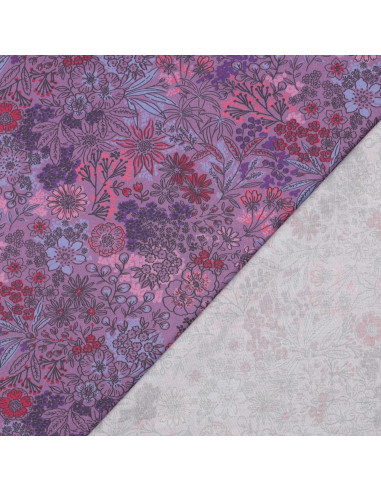 Cotton poplin fabric - Purple flowers