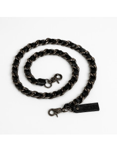 Muud Caja Small Interlaced Leather and Metal Strap - Black