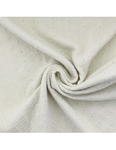 Suzy embroidered double gauze cotton fabric - Ecru