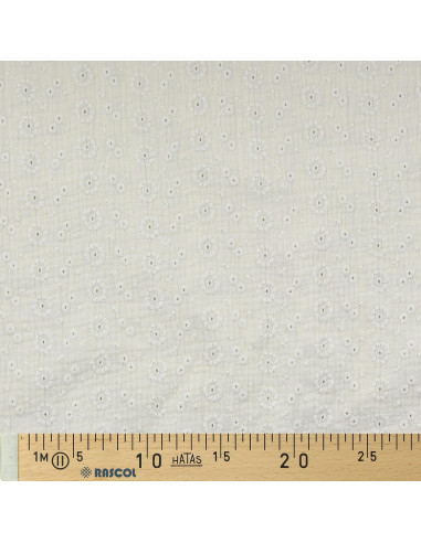 Suzy embroidered double gauze cotton fabric - Ecru