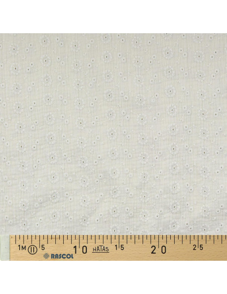 Suzy embroidered double gauze cotton fabric - Ecru
