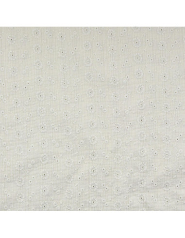 Suzy embroidered double gauze cotton fabric - Ecru