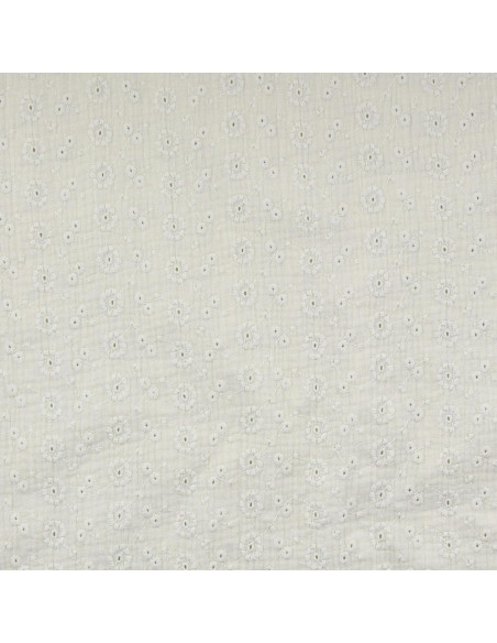 Suzy embroidered double gauze cotton fabric - Ecru