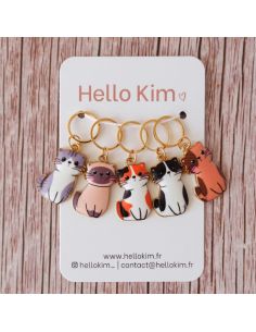 Set of 5 stitch markers - Small manga cats