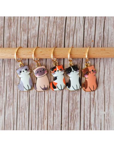 Set of 5 stitch markers - Small manga cats