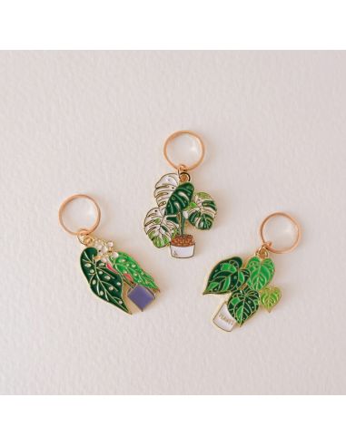 Set of 3 stitch markers - Monstera