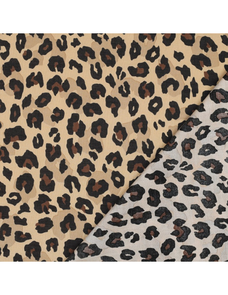 Animal cotton voile fabric - Camel
