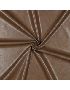 Shiny stretch faux fabric for clothing - Sepia