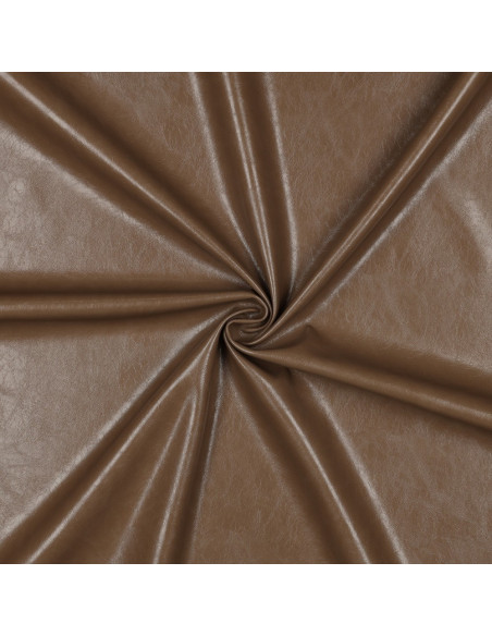 Shiny stretch faux fabric for clothing - Sepia