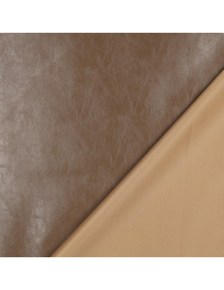 Shiny stretch faux fabric for clothing - Sepia