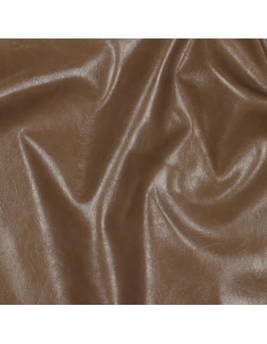 Shiny stretch faux fabric for clothing - Sepia