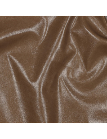 Shiny stretch faux fabric for clothing - Sepia