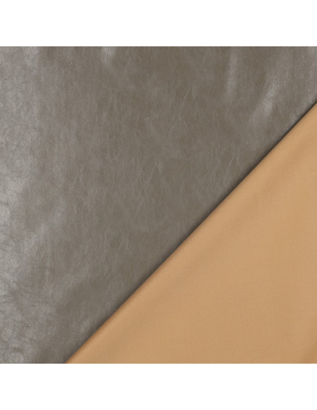 Shiny stretch faux fabric for clothing - Taupe