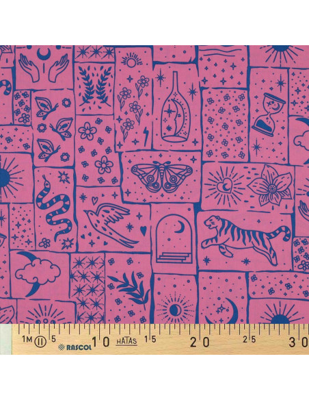 Cotton poplin fabric - Mystic pink background
