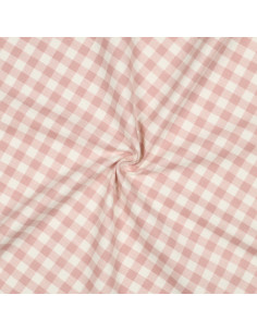 Large check flannel fabric - Pink and ecru