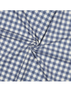 Large check flannel fabric - Blue and ecru