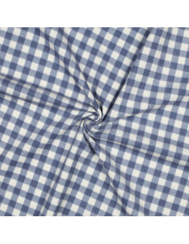 Large check flannel fabric - Blue and ecru