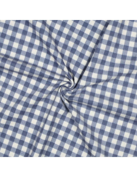 Large check flannel fabric - Blue and ecru