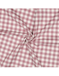 Large check flannel fabric - Mauve and ecru
