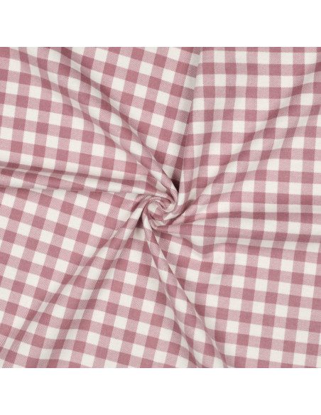 Large check flannel fabric - Mauve and ecru