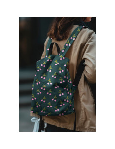 Water-repellent cherry cotton fabric - Dark green 2