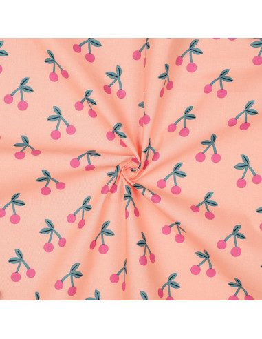 Water-repellent cherry cotton fabric - Peach