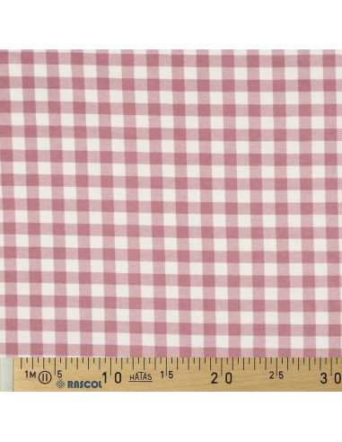 Large check flannel fabric - Mauve and ecru