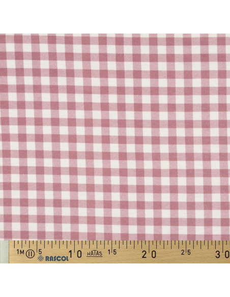 Large check flannel fabric - Mauve and ecru