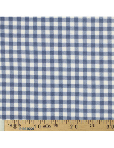 Large check flannel fabric - Blue and ecru