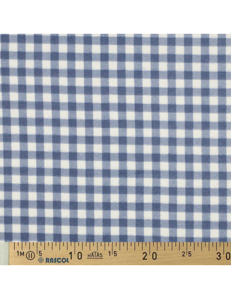 Large check flannel fabric - Blue and ecru