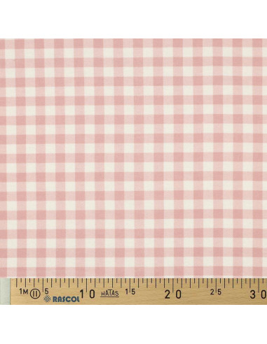 Large check flannel fabric - Pink and ecru